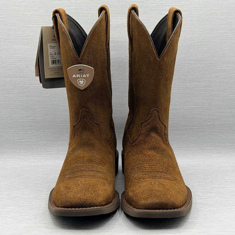 Ariat Men's 10.5 Brown Suede Cowboy Boots Square Toe Sport Big Country Roughout - Picture 3 of 15